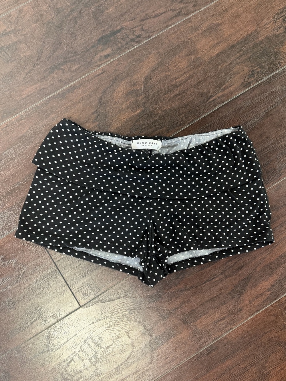 Y2K Black Polka Dot Fold-Over Shorts